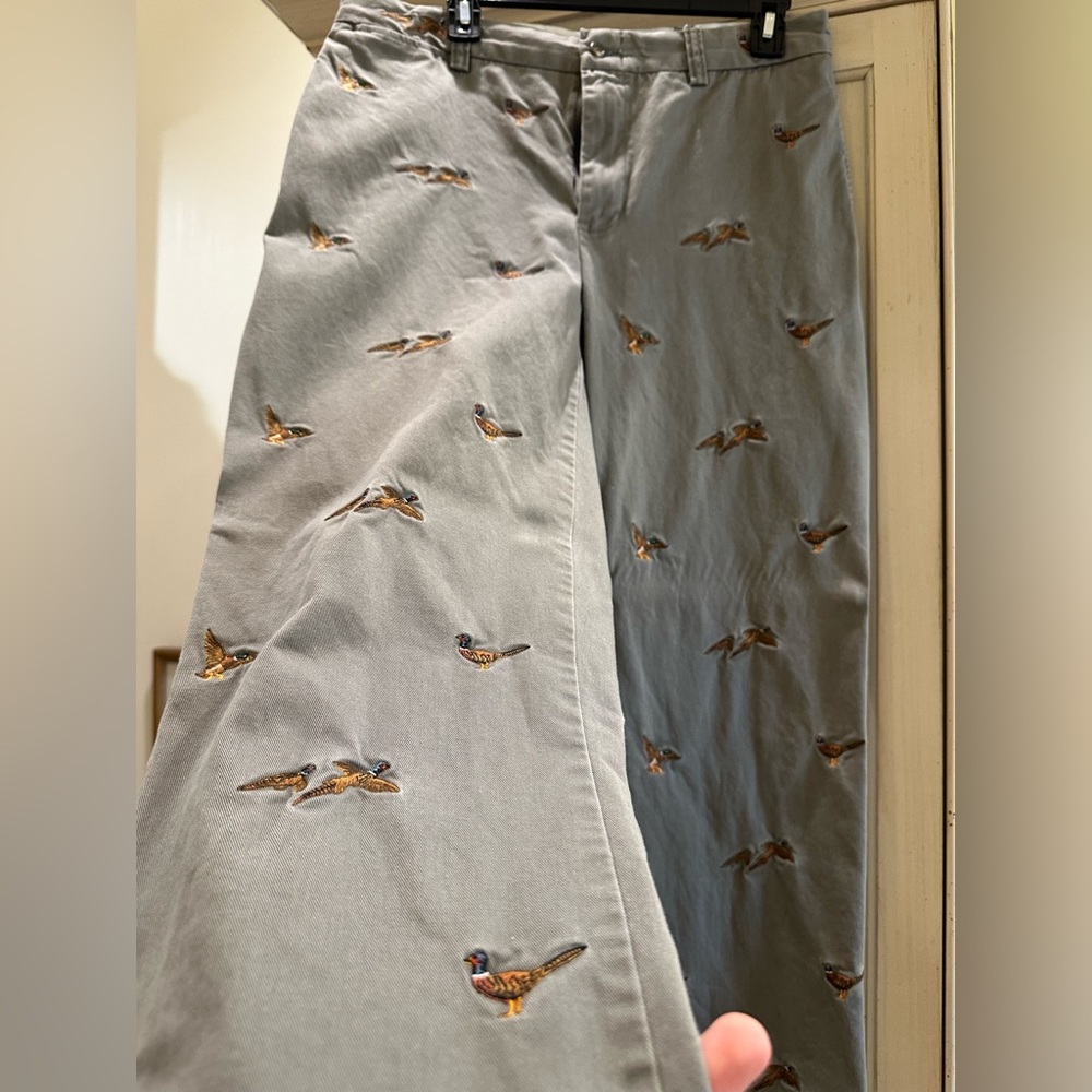 RARE Vintage Polo Ralph Lauren Pants 34 Gray Embroidered Duck Pheasant Bird 90s